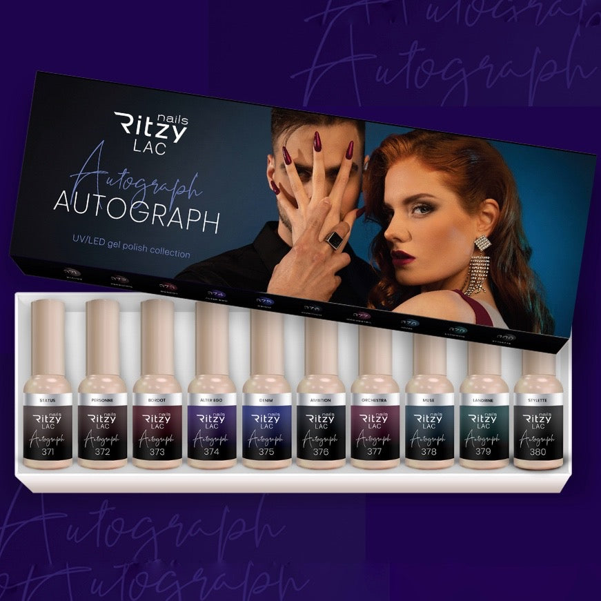 Ritzy Nails "Autograph” collection of 10x 9ml colours.