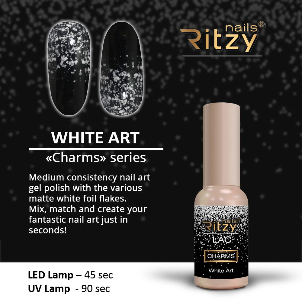 Ritzy lac Charms "White art"